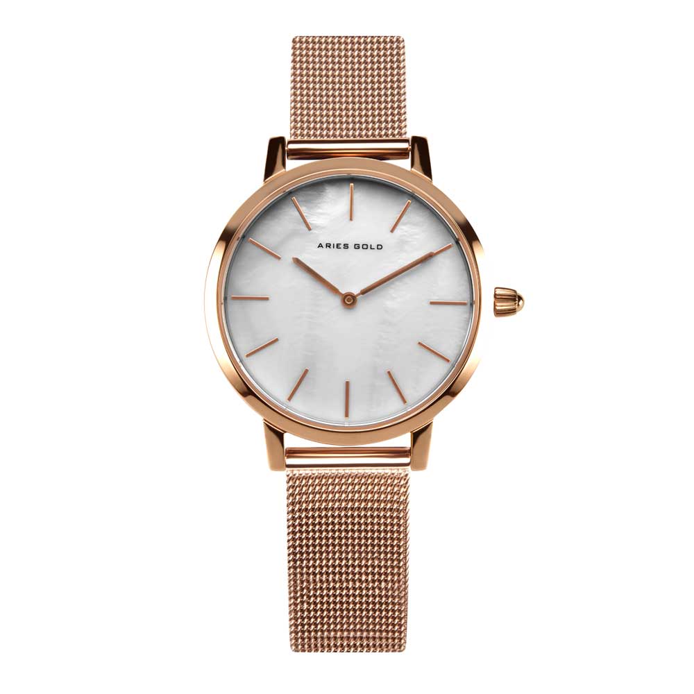 ARIES GOLD COSMO ROSE GOLD STAINLESS STEEL L 1024 RG-MP MESH STRAP WOMEN'S WATCH